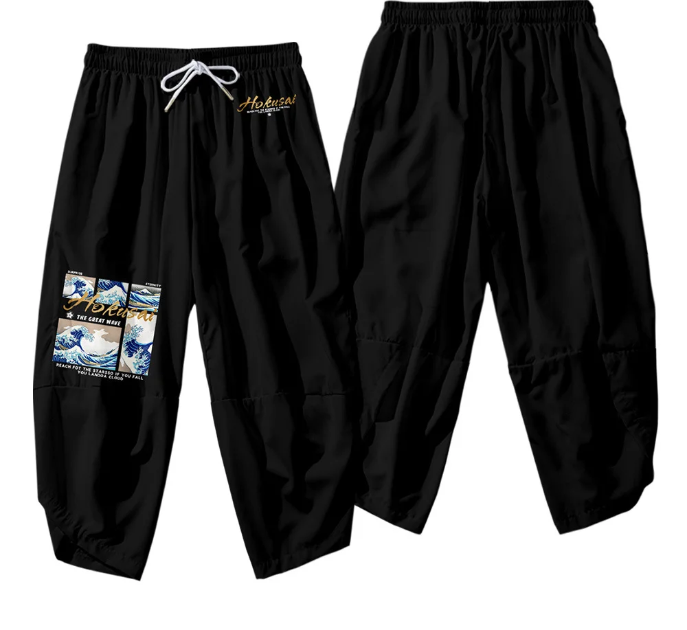 Летние повседневные штаны в национальном стиле хип-хоп с желто-зеленым пламенем