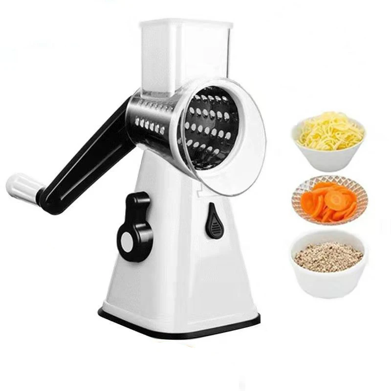 

3 In 1 Vegetable Mandoline Slicer Swift Rotary Drum Grater Nut Shredder Veggie Cheese Chopper Peeler Spiralizer Cutter