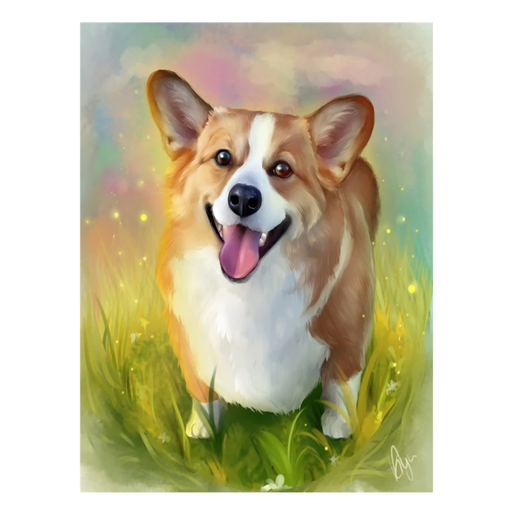 YI яркий 5D DIY Алмазная вышивка с милой собачкой корги камни в форме ромба/круглый