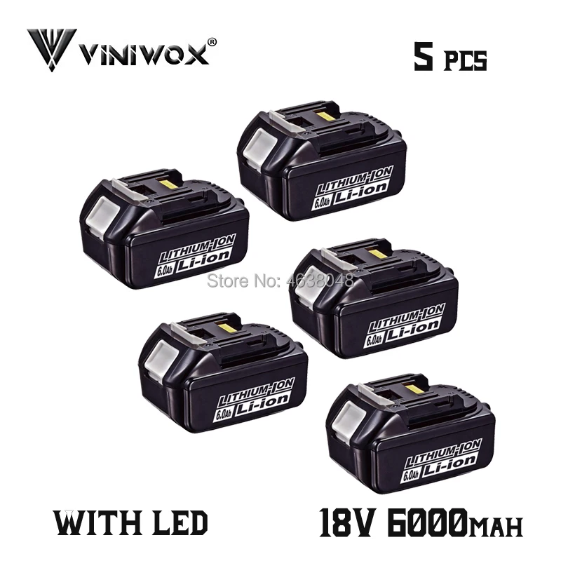 5 Pieces 18 в BL1860 6000 мА/ч, литий-ионный аккумулятор замена Батарея для Makita BL1830 BL1840 BL1850 BL1815 LXT400 Перезаряжаемые Батарея пакеты BL1850B - Цвет: 5 Pieces