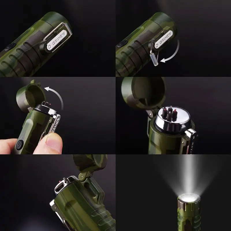 Мини сигарета с зарядкой от USB Электронная двойная дуга Зажигалка фонарик водонепроницаемый перезаряжаемый аксессуар для улицы