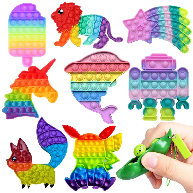 

Rainbow Bubble Pops Fidget Kids Toy Sensory Autisim Special Need Its Anti-stress Stress Relief Squishy Fidget Toy Random Color