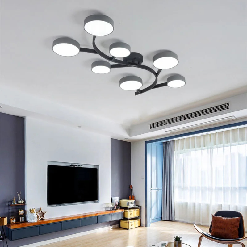 Lámpara de techo LED nórdica de 220V, luz de hierro forjado con personalidad creativa para sala de Estar, comedor, dormitorio simple y moderno