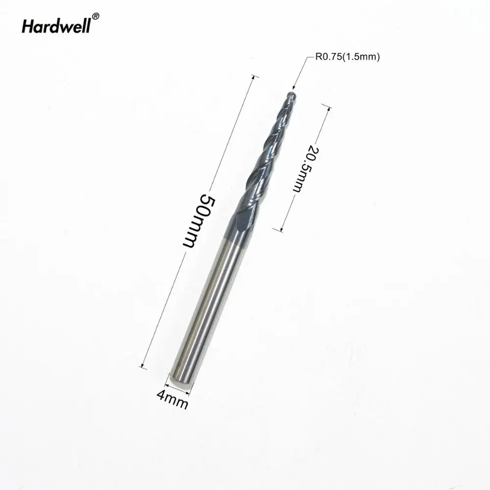 Концевая фреза HRC55 D4 * R0.75 20 5 50L твердосплавная коническая шаровая насадка с