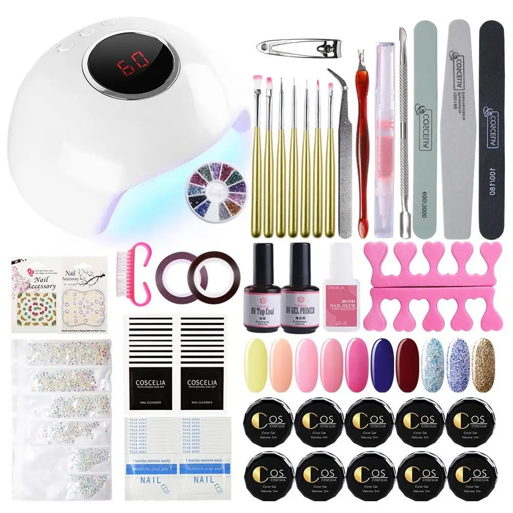 10pcs gel Set B 10 шт УФ-гель для маникюра, набор с 24 Вт светодиодные лампы Сушилка Гель высокого качества для ногтей, набор для ногтей, набор для акриловых ногтей все для маникюрных инструментов - Color: 10pcs gel Set B
