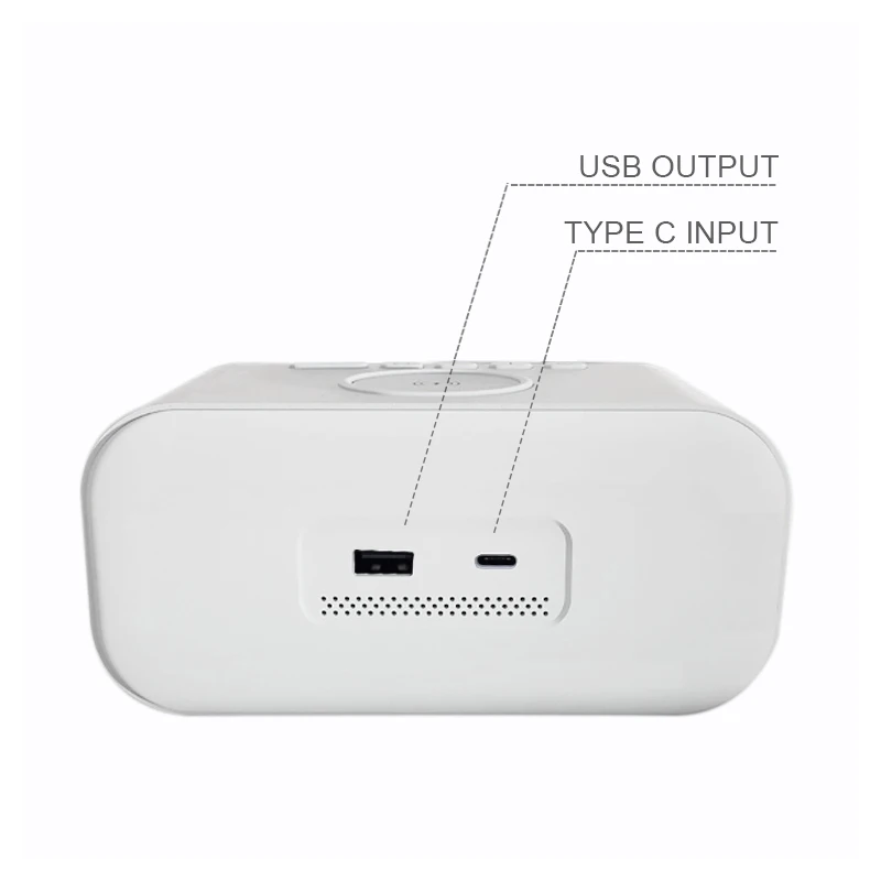 Cargador inal&aacute;mbrico Qi de 15W con despertador LED, estaci&oacute;n de carga r&aacute;pida USB para iPhone, Samsung, Xiaomi-4