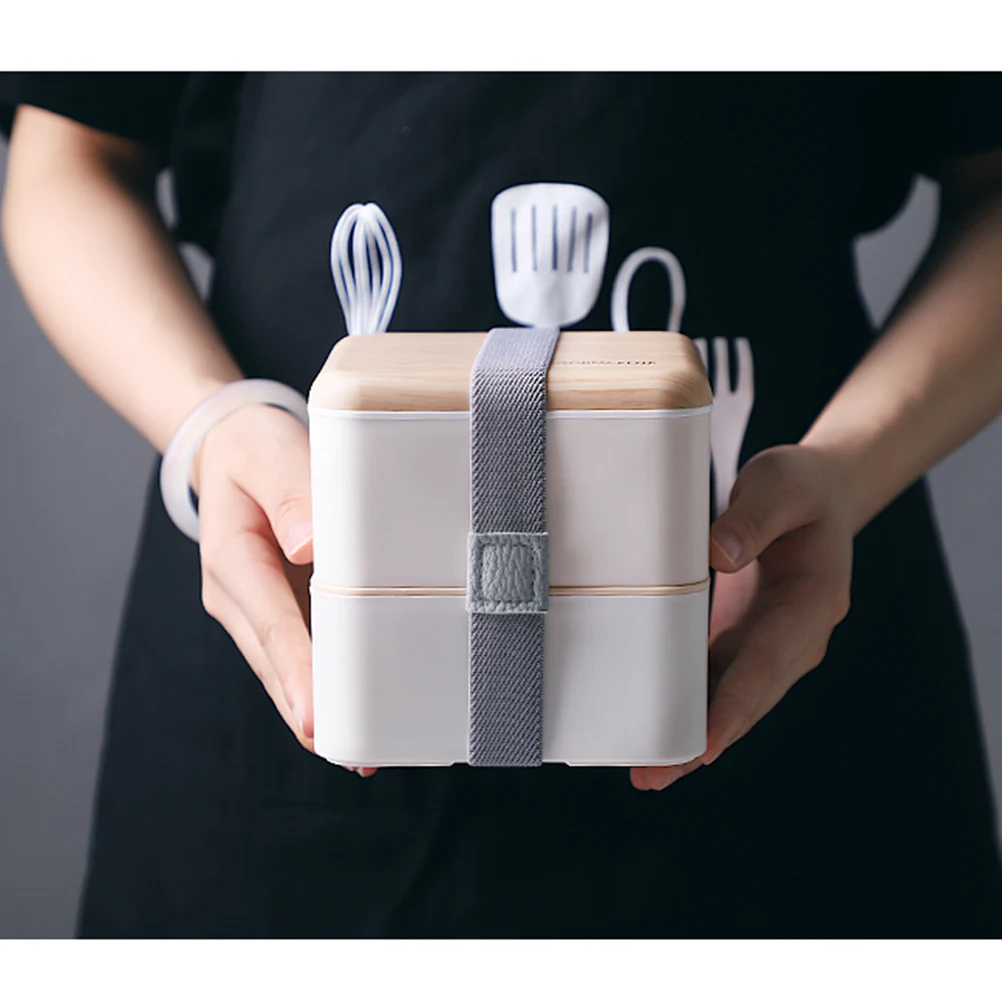 Двухслойный квадратный деревянный Ланч бокс для микроволновой печи|Коробки