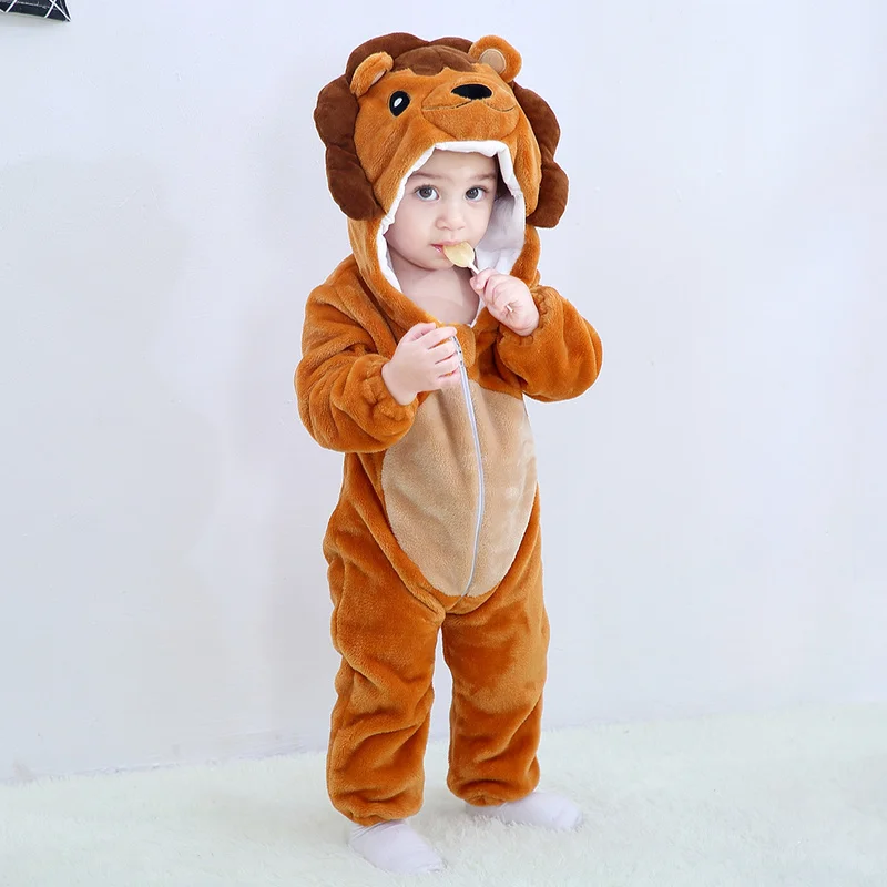 

2020 Infant Romper Baby Boys Girls Jumpsuit New born Bebe Clothing Hooded Toddler Baby Clothes Lion Unicorn Romper Baby Costumes