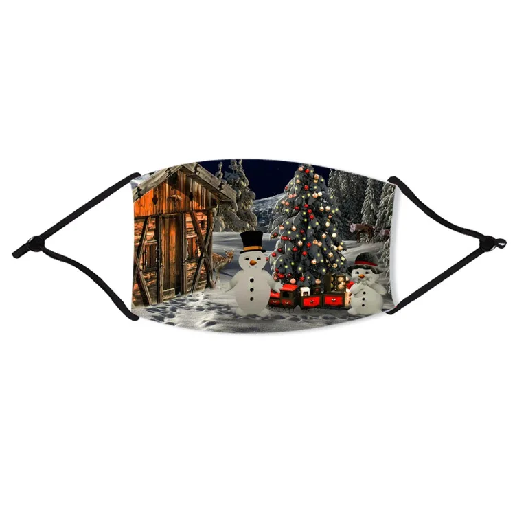 

50pcs Unisex Christmas Cartoon Santa Print Party Mask Washable Ice Silk Mouth Cover Cloth Mouth Caps Protective Breathable Masks