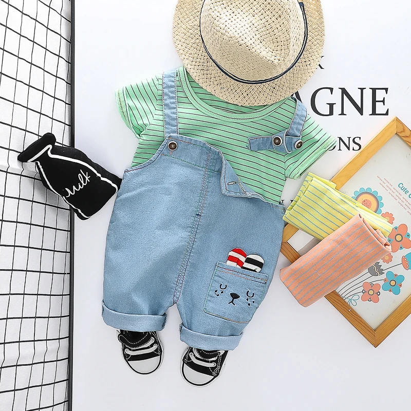 

Футболка в полоску с коротким рукавом и шорты, для мальчиков и девочек