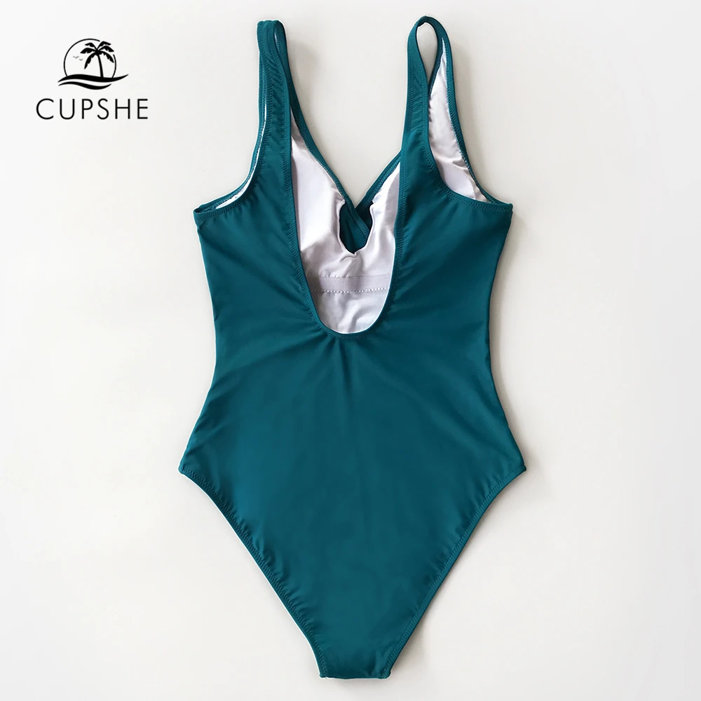 CUPSHE однотонный Цельный купальник с низкой спинкой женский бордовый монокини