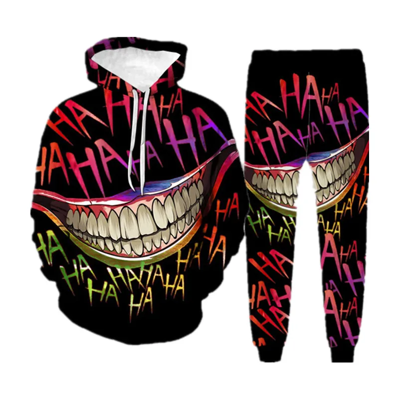 

Casual Jacket Hoodies Men's setHip hop big mouth print Elastic Waist long-sleeved Trousers Hooded spring and autumn daily Suit