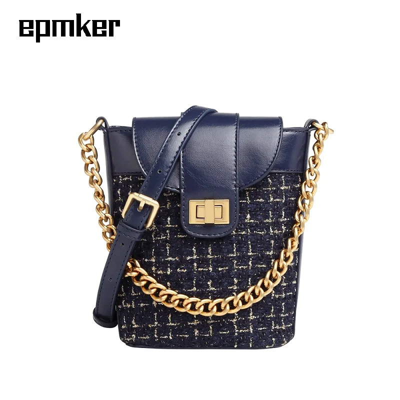 

EPMKER New Bucket Bag Mini Shoulder Bag Knitting Crossbody Bags Chains Side Bags Luxury Designer Handbag Purses and Handbags