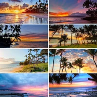 diamond painting seaside scenery full square drill cross stitch mosaic embroidery beach sunset rhinestone pictures home decor