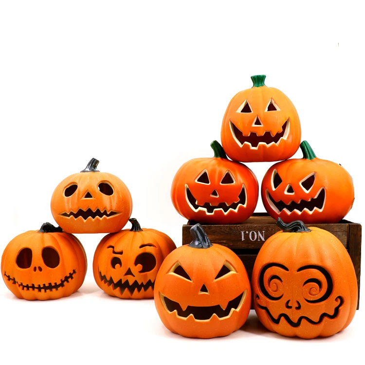 Pumpkin lantern decorations Shop window display Outdoor scene layout hollow luminous pumpkin halloween decoration for home | Дом и сад
