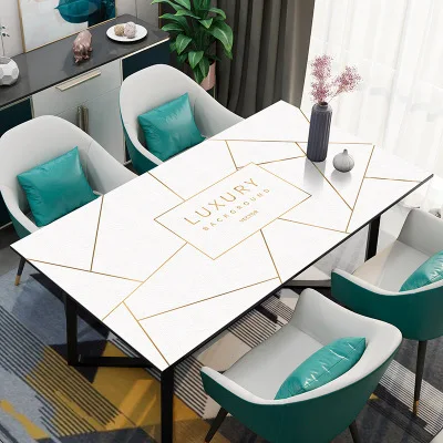 

Modern simple line leather tablecloth waterproof, oil proof, non washing and anti ironing tablecloth, PVC leather table mat, tea