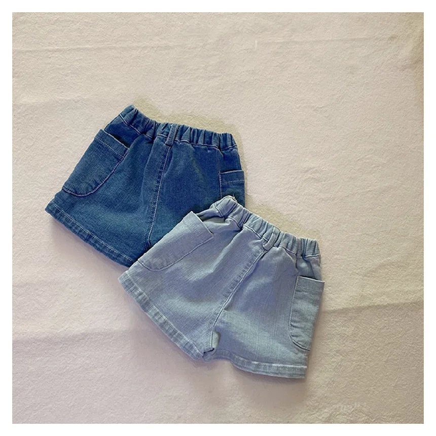 

2021 Summer New Toddler Baby Girl Casual Fashion Denim Shorts Kid Girl Pocket Decoration Thin Breathable Shorts