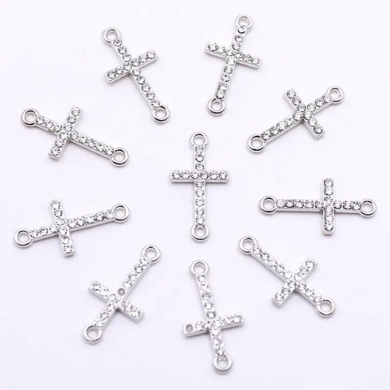 10 шт. 20 подвески серебряного цвета в виде креста|Ювелирная фурнитура и