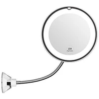 10x bath mirror magnifying wall mounted adjustable flexible mirror bathroom folding vanity mirror with led light makeup tools