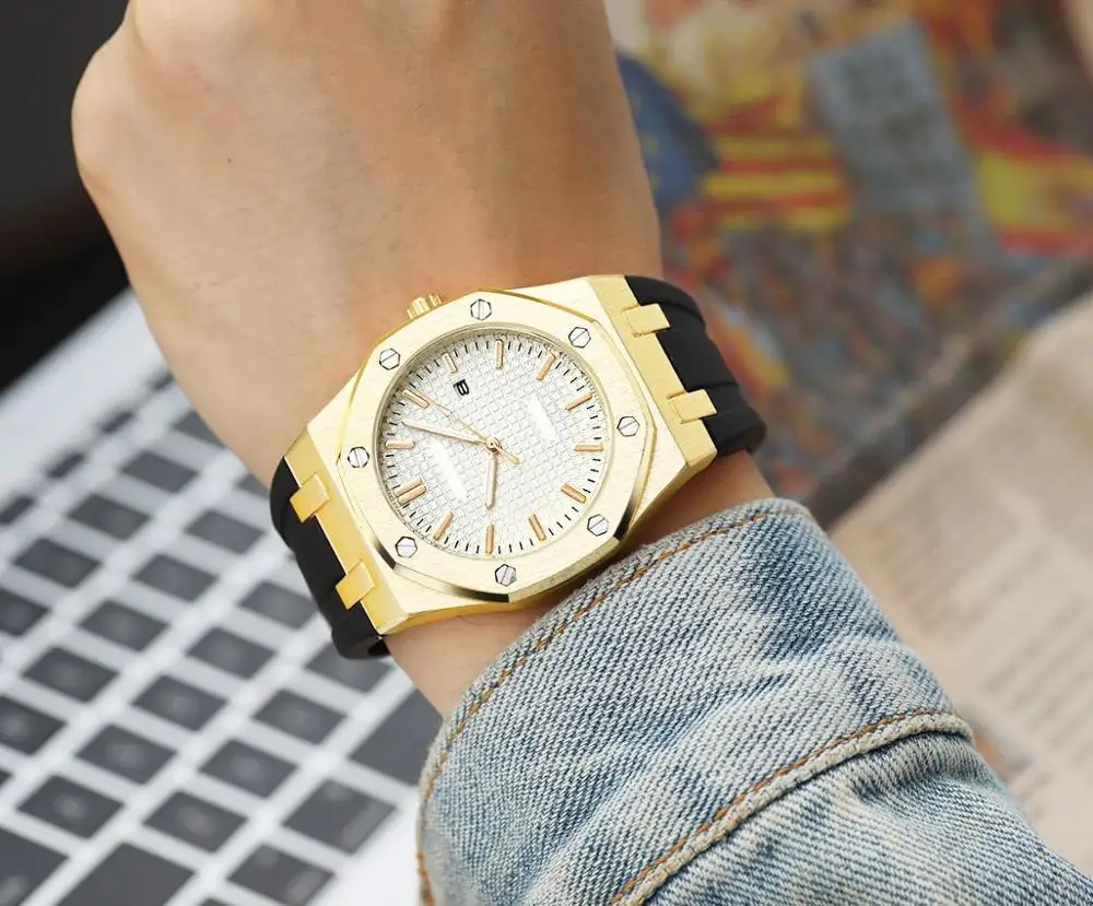 

41MM SPORTIVE MEN WATCHES HIGH QUALITY WATERPROOF TOP BRAND LUXURY GOLD MILITARY WRIST WATCH MEN CLOCK RELOGIO MASCULINO WATCH