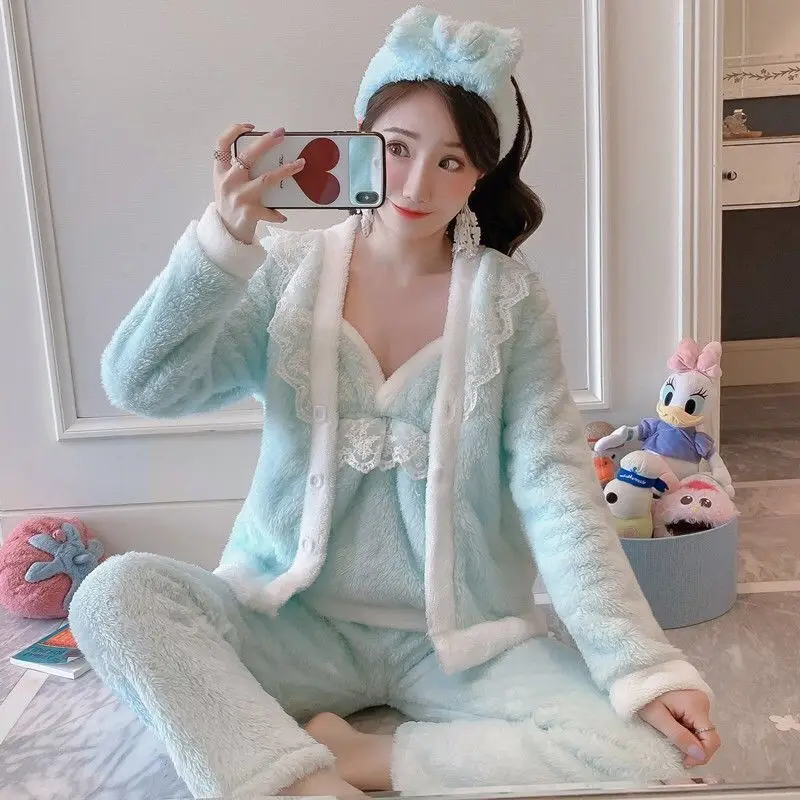 3 шт. женские фланелевые пижамные комплекты на осень и зиму | Женская одежда