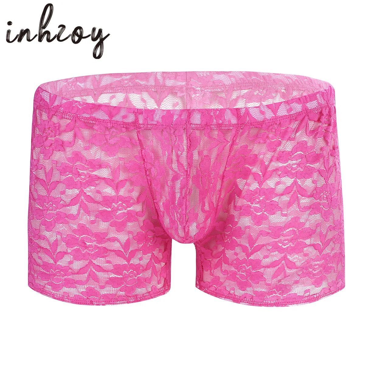 

Gay Mens Sexy See-through Lace Boxer Briefs Shorts Underwear Pants Transparent Mesh Knickers Sissy Ultra Thin Lingerie