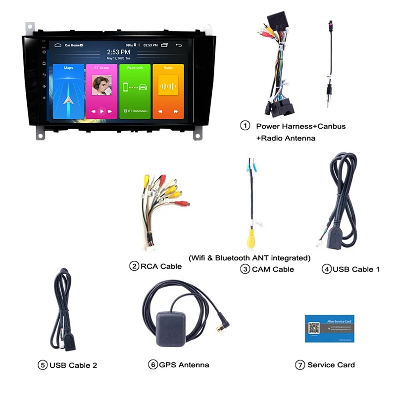 

wanqi Android10 Car GPS Navigation For Benz C-Class W203 (2004 2005 2006 2007) CLC G Class W467 (2008-2011) CD Player NO DVD
