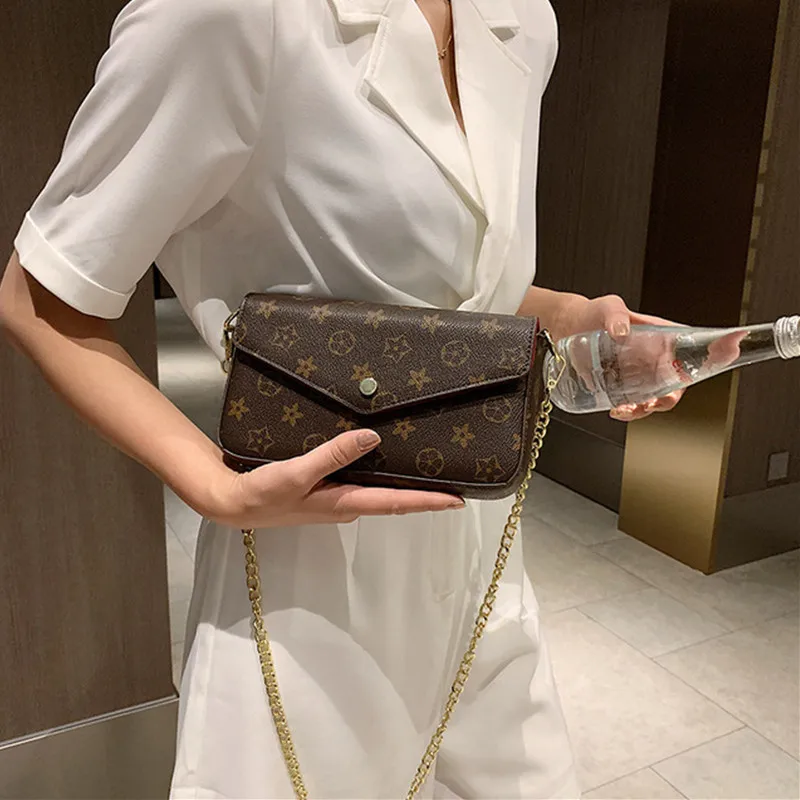 

Fashion 3 In 1 Design Printed Women Shoulder Bags Lady Leather Handbag Purse Wallet Small Envelope Flap Crossbody Messenger Bag