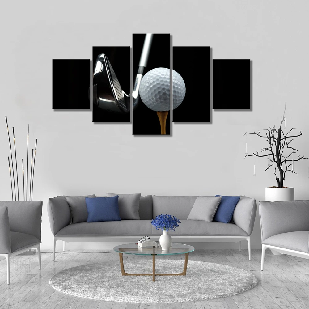 5 шт. черно белый холст настенный художественный Белый Гольф и Серебряный гольф