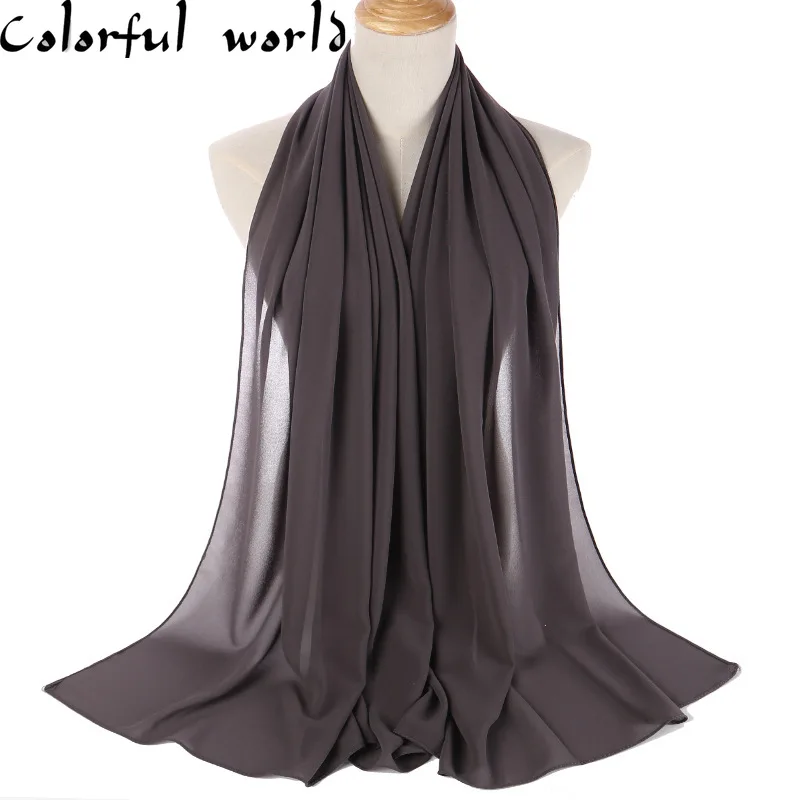 

New chiffon hijab women plain bubble chiffon scarf hijab wrap printe solid color shawls headband muslim scarves scarf 61colors