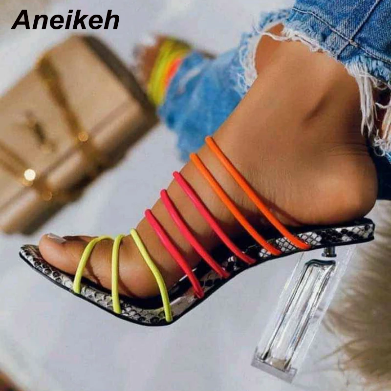 Aneikeh/2020 г. Новые Модные Разноцветные туфли из искусственной кожи с узкими