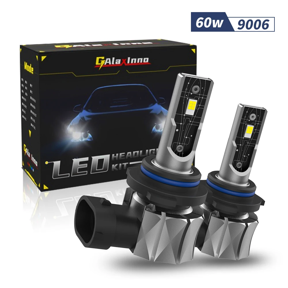 

Galaxinno 9006 Led Headlights CSP Headlamps 12V Bulbs Kits 2Pcs HB4 Car Light 6000K White 5Times Brighter Wireless Plug and Play
