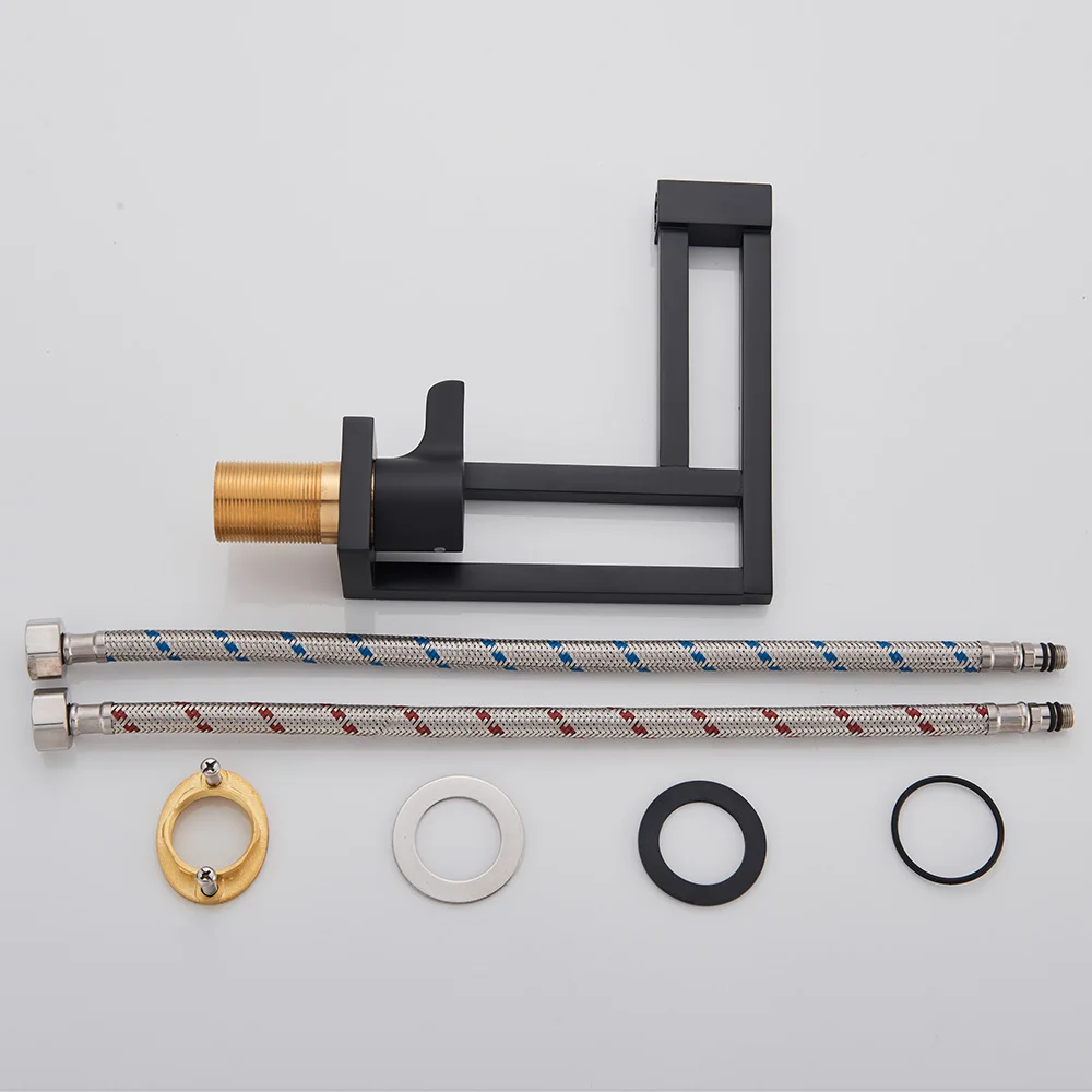 

Modern Basin Faucets Black Sink Mixer Taps Brass Bathroom Taps Square Vessel Sink Faucet Black Basin Mixer Cold Hot Water