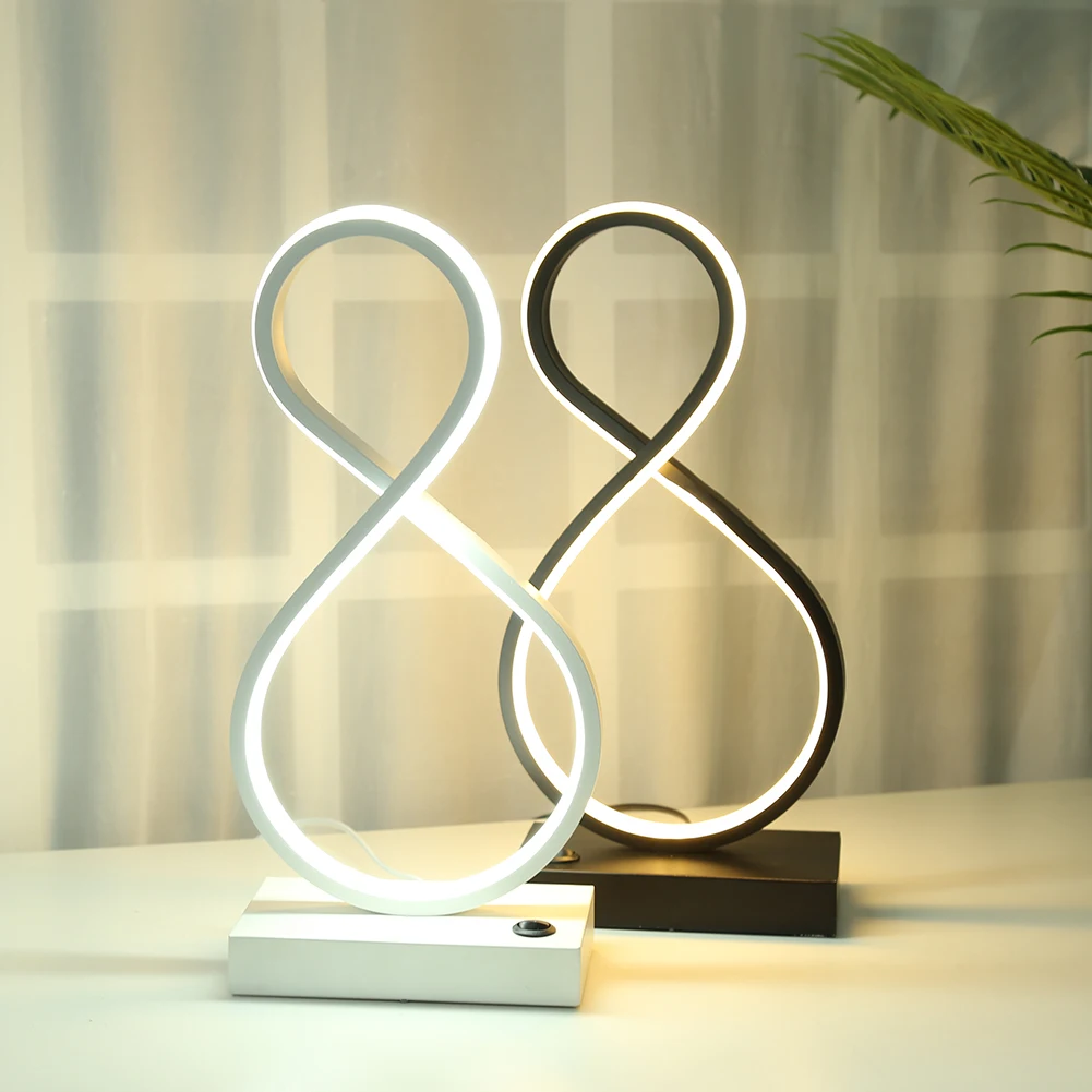 

Современная светодиодная спиральная настольная лампа, 8 форм, акриловый Железный изогнутый светильник для стола, прикроватный столик, для д...