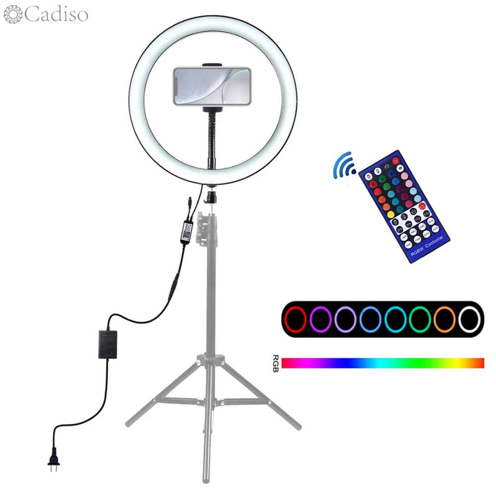 Cadiso фотография затемнения RGB Светодиодный светильник для селфи Студия фото кольцо лампа для телефона макияж с пультом дистанционного управления для фото YouTube видео