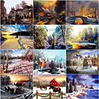 Алмазная вышивка Зимние декорации DIY Полная площадь сверла Алмазная картина Алмазная мозаика пейзаж снег Украшение дома