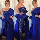 Элегантный Королевский синий комбинезон с блестками кружевное платье для выпускного вечера длинное арабский официальный Вечерний Платье вечерние длинная ночная рубашка индивидуальный заказ застежкой-молнией на спине