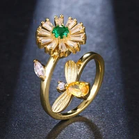 bee daisy rings for women 2022 new fashion jewelry with cz stone rotating flower ring women luxury wedding ring