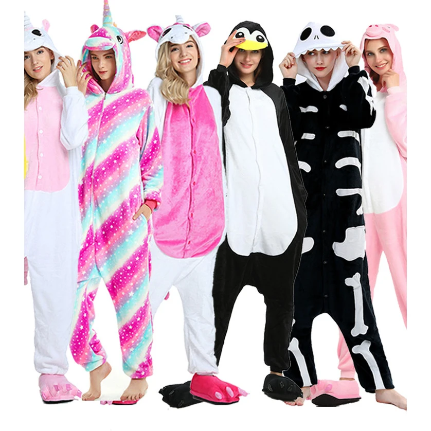 2020 женские милые фланелевые пижамы с рисунками животных одежда для сна взрослых