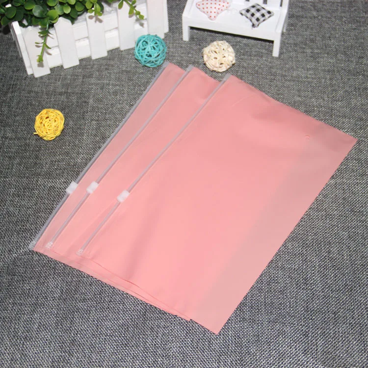 

Horizontal Version Pink Zipper Bag Storage Bag Socks Underwear Towel Bag Frosted