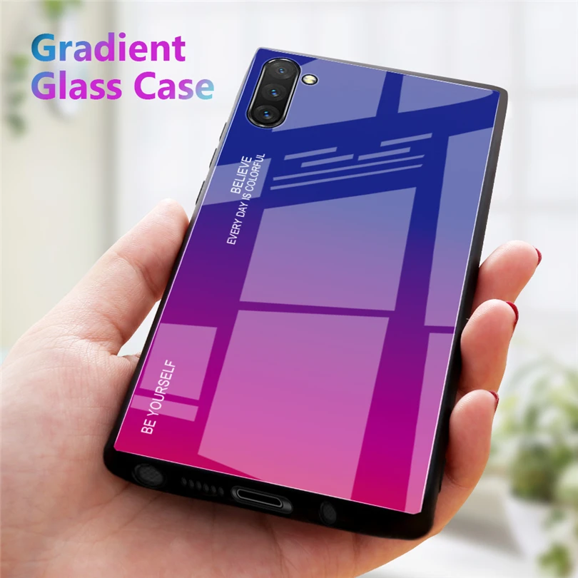 Для samsung Galaxy S10 Note 10 Plus, чехол с градиентным закаленным стеклом, Жесткие ТПУ чехлы накладки для samsung Galaxy Note 8 9 10 S10 5G S10E