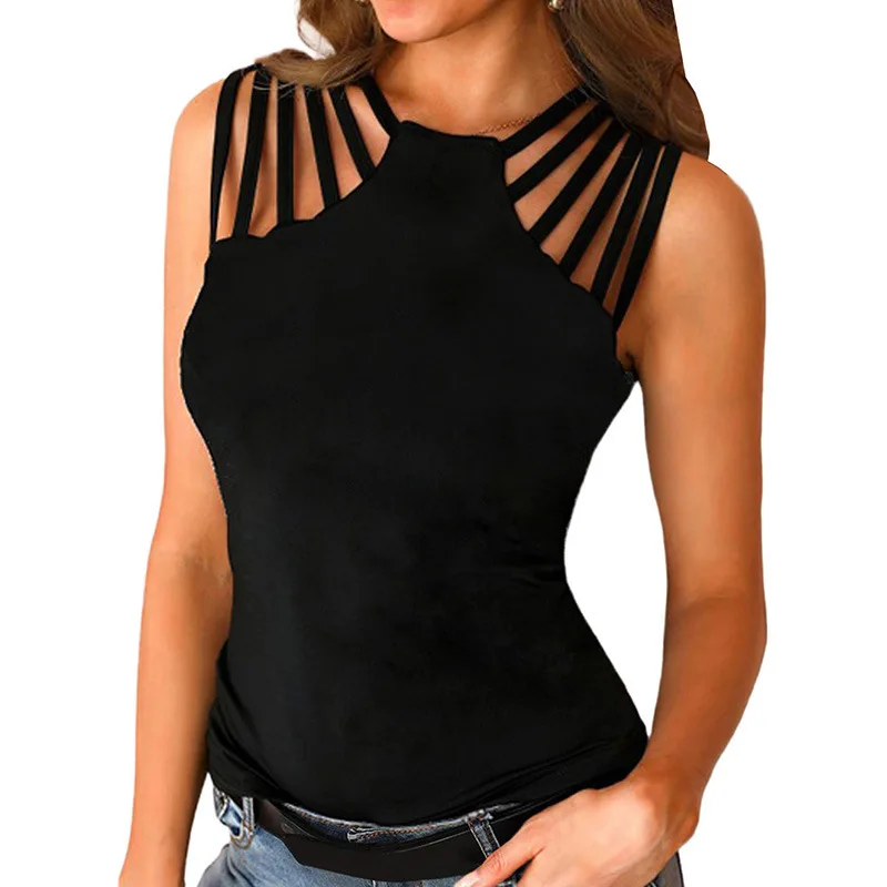 

The new solid color hollow out sexy wear knitting women vest women clothing tops for women