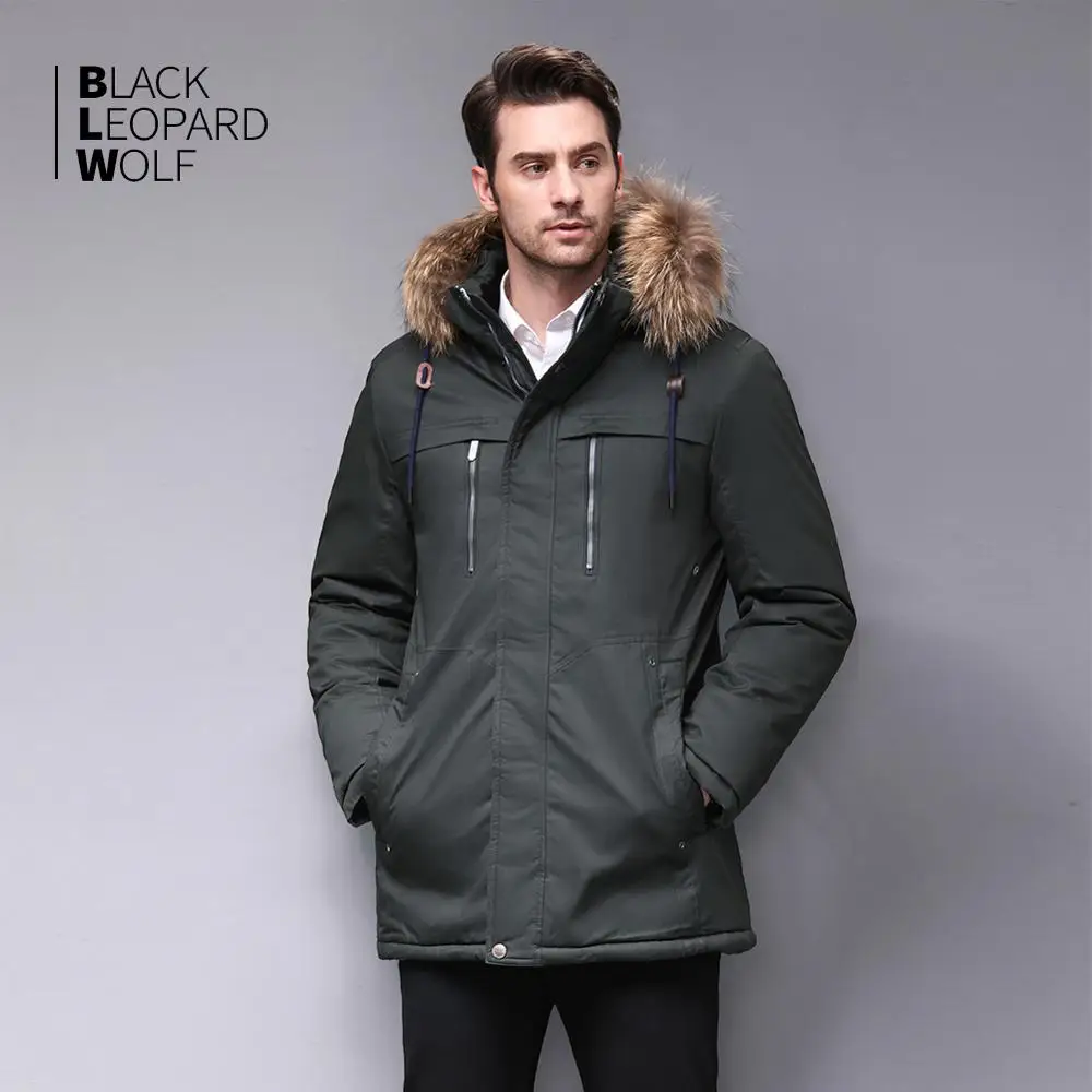 Blackleopardwolf 2019 Зимняя мужская куртка модная парка тип аляска съемная верхняя одежда