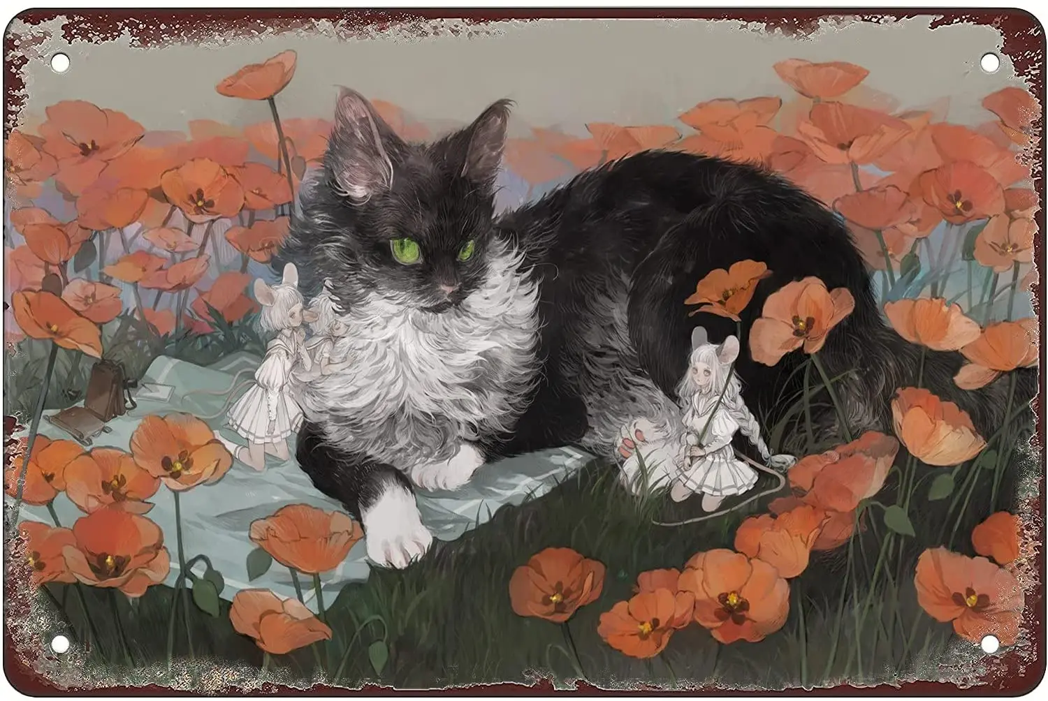 

Rosefinch Stone Art Painting cat Retro Metal Sheet Signs, Wall Decoration of Bars, Restaurants,Garage, Home,cafes and Bars,