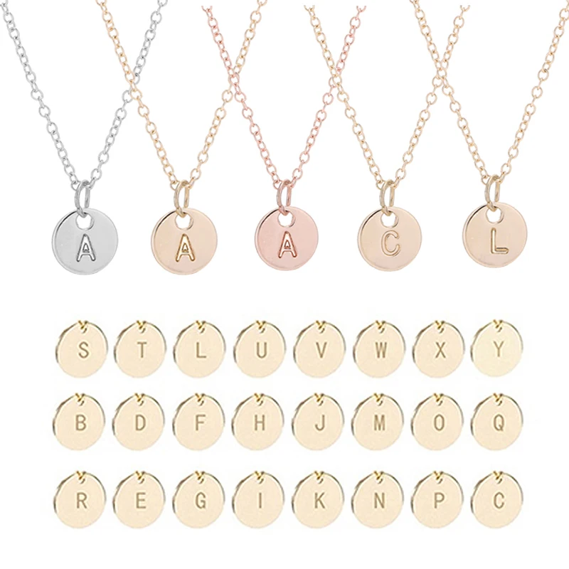 

New Fashion Silver Color Chain Initial Charm Necklace With Alloy 26 Letters Pendant For Women Men Alphabet Name Jewelry Gift
