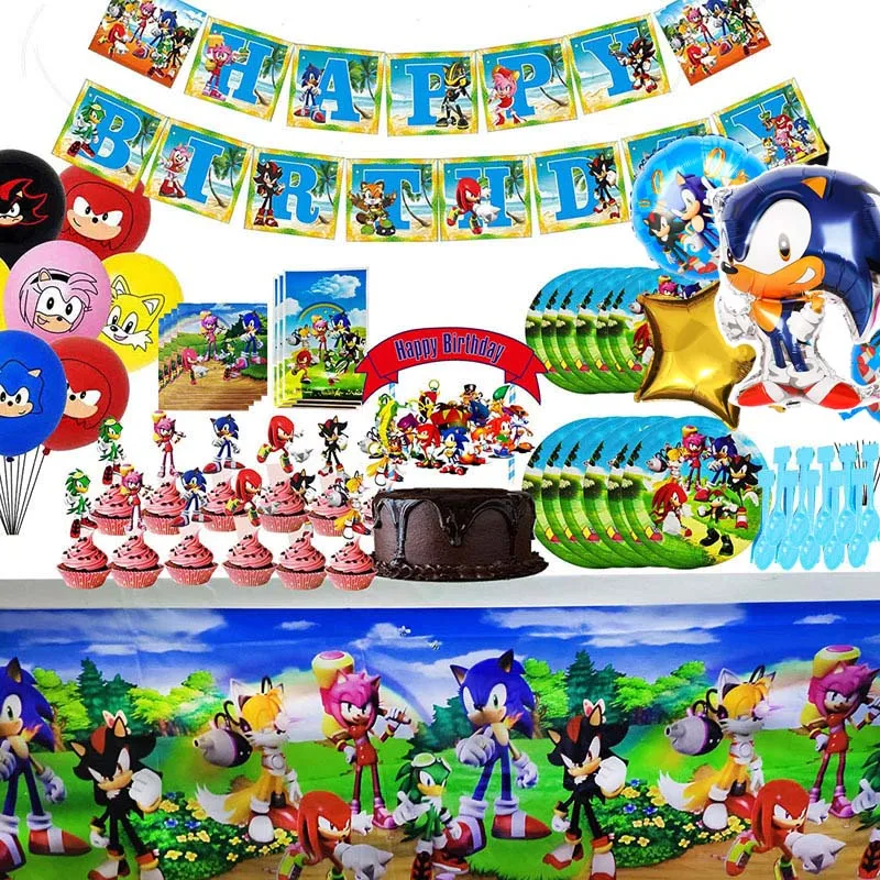 

Cartoon Game Party Supplies Boy Faovr Birthday Party Disposable Set Balloon cakestand Plate Cup Napkin Baby Shower Decoration