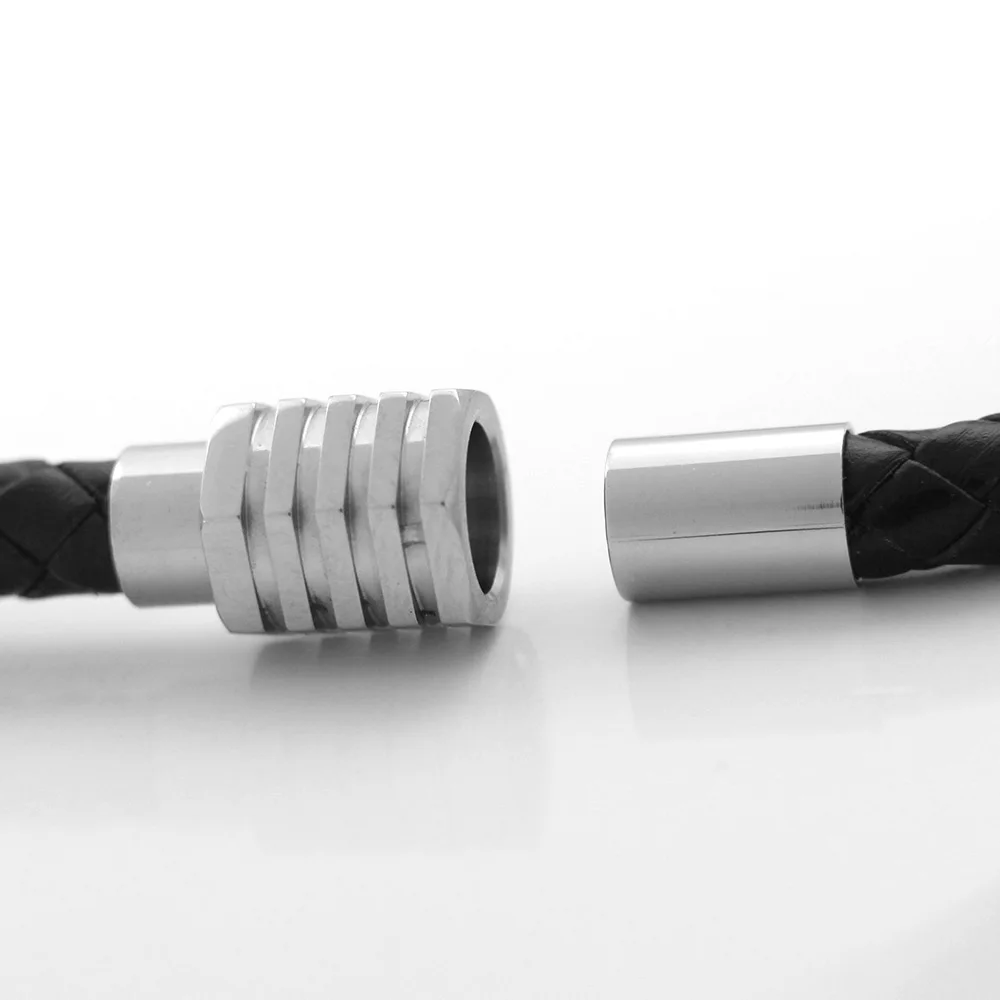 8 мм браслет из натуральной плетеной кожи никогда не выцветает нержавеющей стали