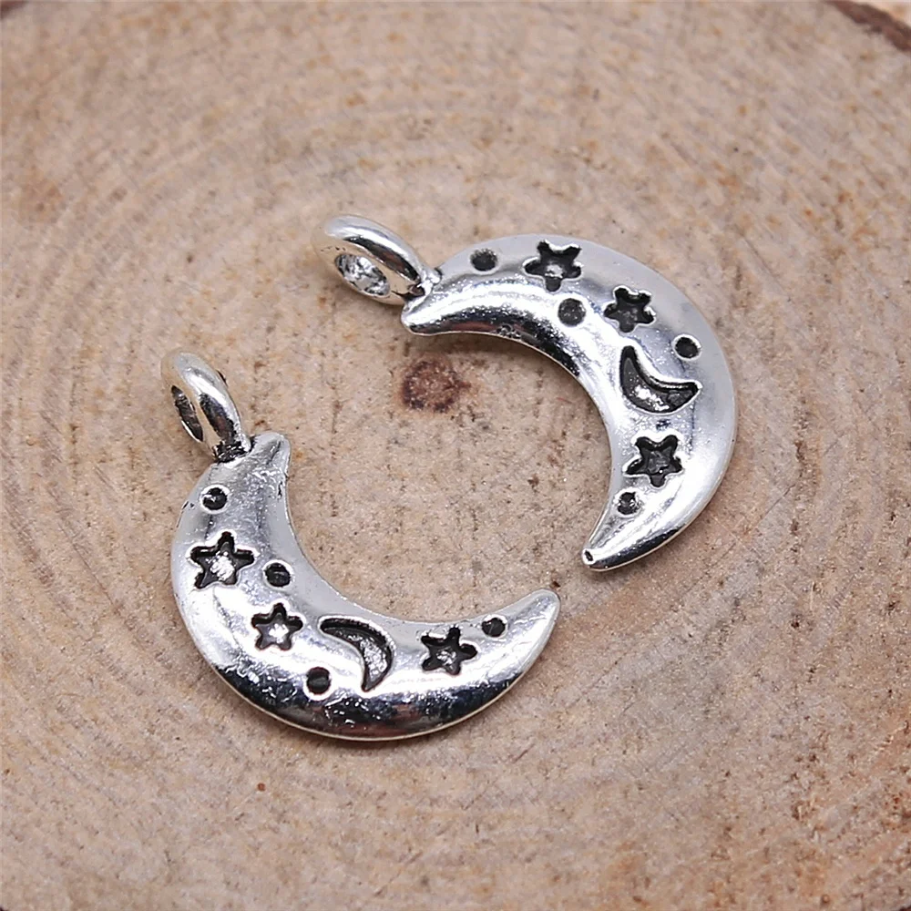 

Charms for Jewelry Making Findings Handmade DIY Craft 30pcs Antique Silver Color 20x11mm Moon Charms Pendant