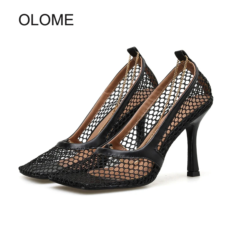 Босоножки женские на высоком каблуке модные брендовые пикантные сандалии