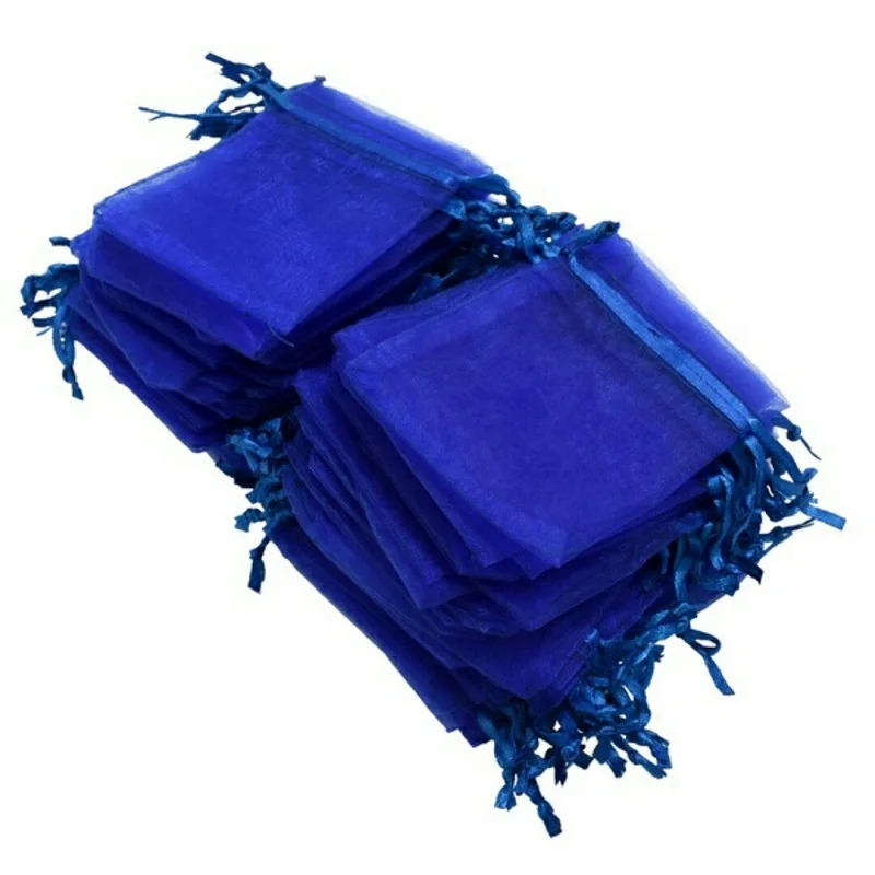 100 шт ювелирные сумки упаковка Organza Сумки Из Органзы 7x9 9x12 10x15 13x18 17x23 см подарочные сумки Саше органза свадебное Причастие Декор